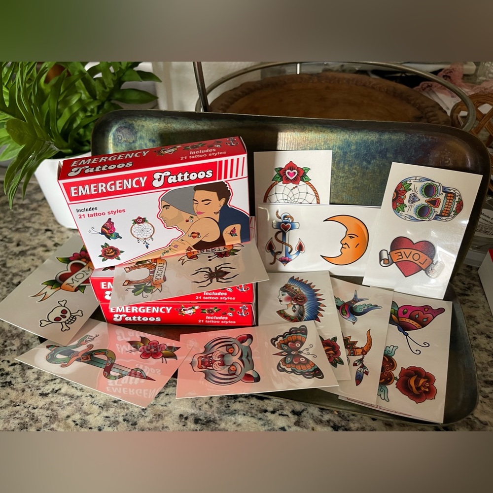 Temporary tattoo emergency kit